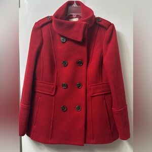 Loft Women's Red Double-Breasted wool Coat
Size M